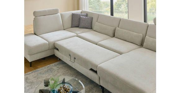 WOHNLANDSCHAFT Dieter Knoll Greige Chenille  - Greige/Schwarz, Design, Textil/Metall (235/349/175cm) - Dieter Knoll