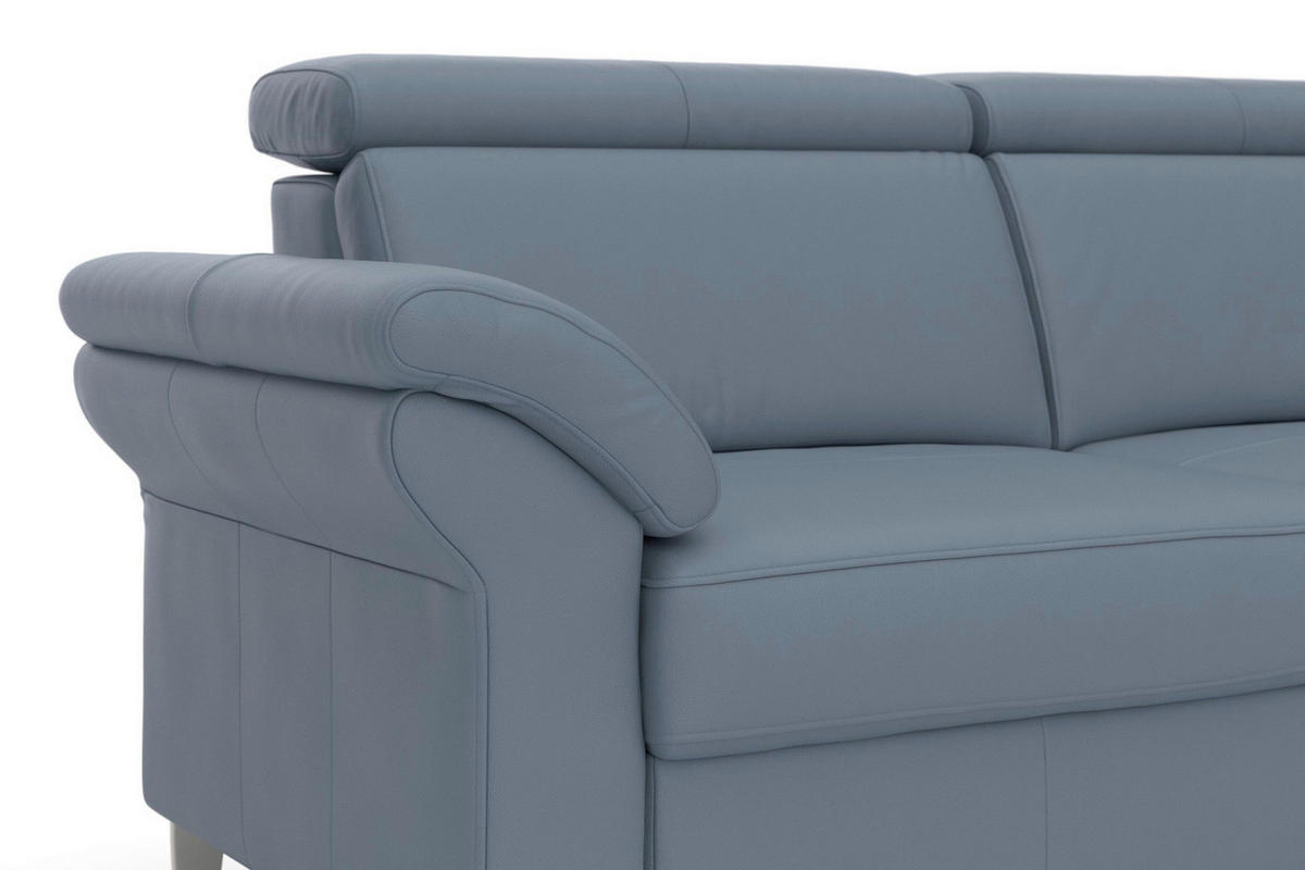 3-SITZER-SOFA ARNGAST E Echtleder Graublau  - Chromfarben/Graublau, Basics, Leder/Metall (186/84/93cm) - Sit & More