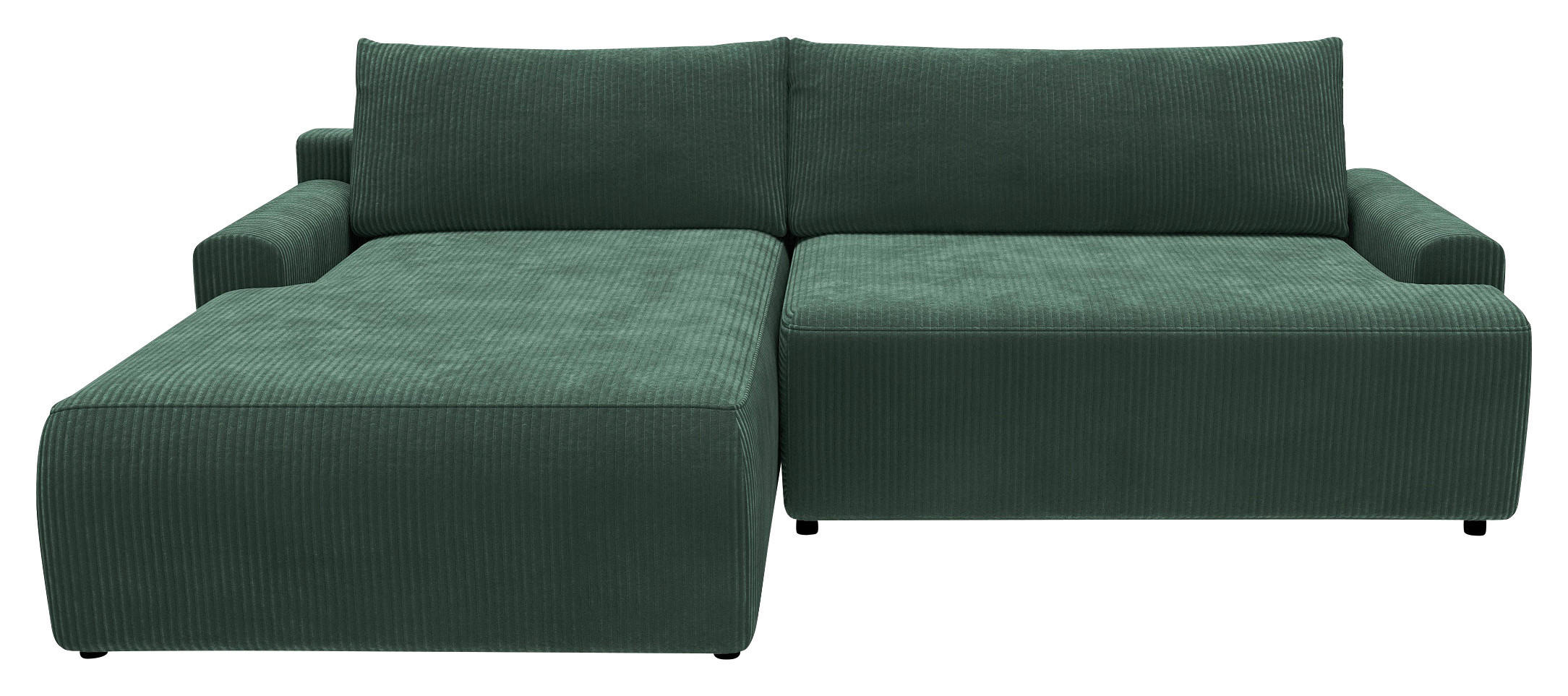 ECKSCHLAFSOFA in Cord Dunkelgrün  - Dunkelgrün/Schwarz, Modern, Kunststoff/Textil (167/253cm) - Trendmanufaktur