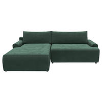 ECKSCHLAFSOFA in Cord Dunkelgrün  - Dunkelgrün/Schwarz, Modern, Kunststoff/Textil (167/253cm) - Trendmanufaktur