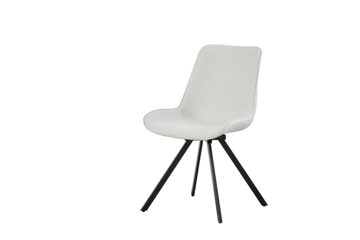 STUHL-SET 2 Stück  in Webstoff  - Creme/Schwarz, MODERN, Textil/Metall (52/85/61cm) - MID.YOU