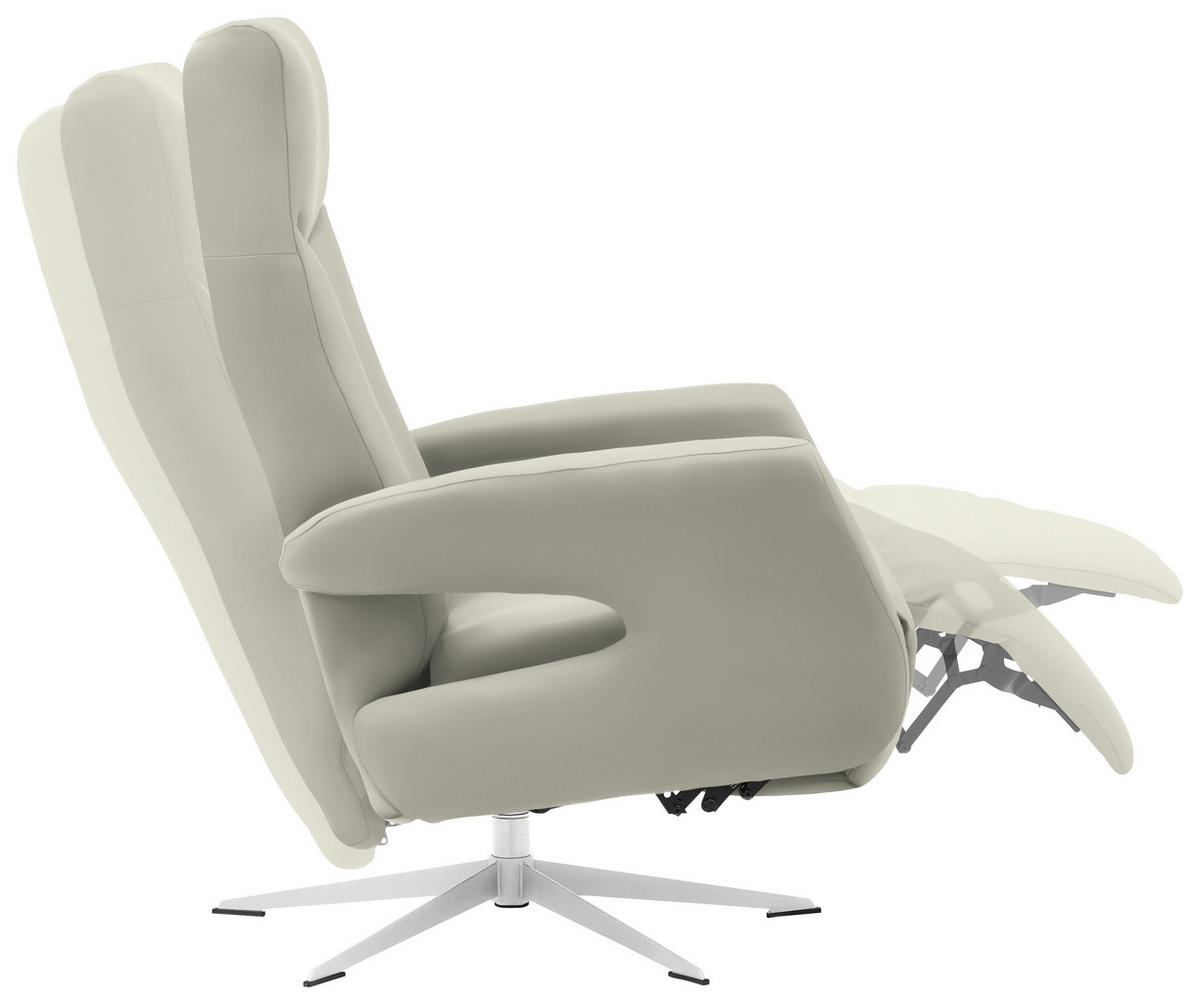 RELAXSESSEL in Leder Hellgrau  - Chromfarben/Hellgrau, Design, Leder/Metall (74/105/82cm) - Welnova