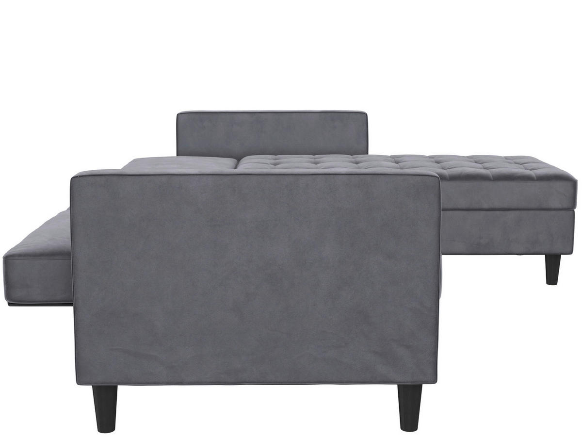 ECKSOFA PALERMO in Velours Anthrazit  - Anthrazit/Schwarz, Basics, Kunststoff/Textil (213/154cm) - Livetastic