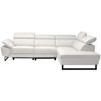 ECKSOFA in Echtleder Creme  - Creme/Schwarz, Design, Leder/Metall (281/225cm) - Celina Home