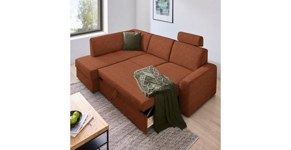 ECKSOFA in Webstoff Orange  - Schwarz/Orange, KONVENTIONELL, Kunststoff/Textil (165/224cm) - Xora