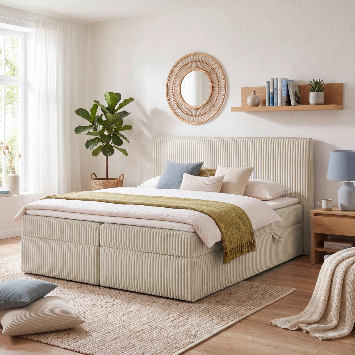 BOXBETT 180/200 cm,  in Grau, gepolstertes Kopfteil, Bettkasten, Topper, Matratzen, H3 + H3 = fest  - Schwarz/Grau, Basics, Kunststoff/Textil (180/200cm) - Chameo