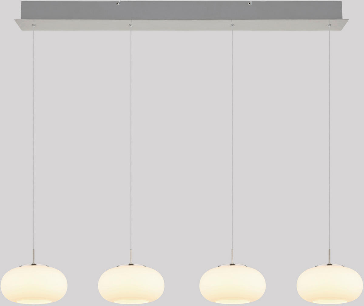LED-HÄNGELEUCHTE Luton 110/20/150 cm   - Nickelfarben, KONVENTIONELL, Glas/Metall (110/20/150cm) - Novel