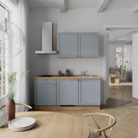 KÜCHENLEERBLOCK Frame 180 cm  in Eichefarben, Blaugrau  - Edelstahlfarben/Eichefarben, MODERN, Holzwerkstoff/Metall (180cm) - Nobilia