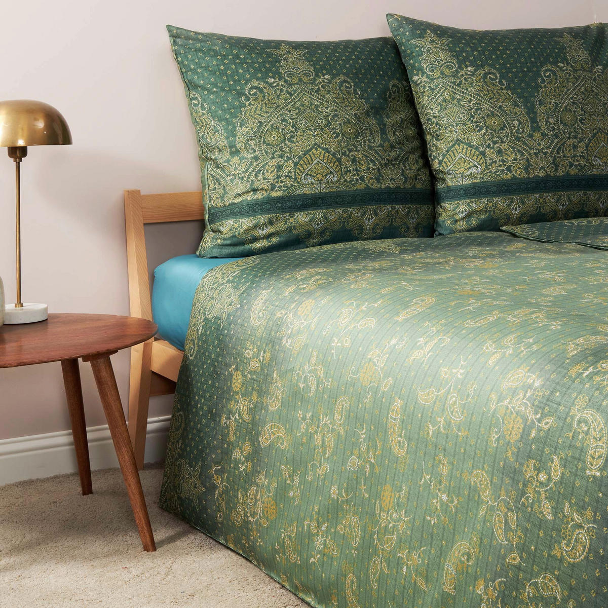 POSTELJNINA Tivoli 200/200 cm saten zelena  - zelena, Konvencionalno, tekstil (200/200cm) - Bassetti