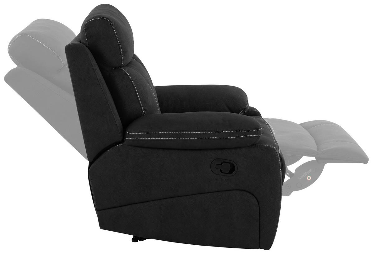 RELAXSESSEL Mikrofaser    - Schwarz, KONVENTIONELL, Textil/Metall (98,5/103/96cm) - Livetastic