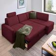 ECKSOFA in Webstoff Rot  224/165 cm  - Rot/Schwarz, KONVENTIONELL, Kunststoff/Textil (224/165cm) - Xora