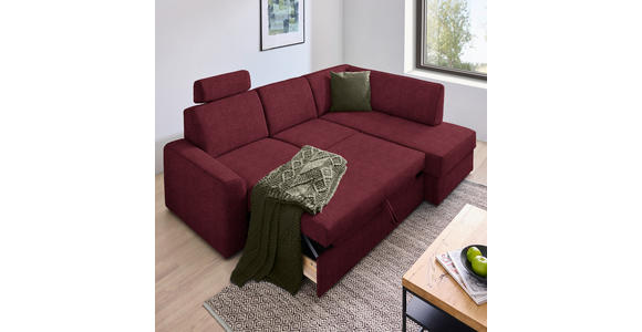 ECKSOFA in Webstoff Rot  224/165 cm  - Rot/Schwarz, KONVENTIONELL, Kunststoff/Textil (224/165cm) - Xora