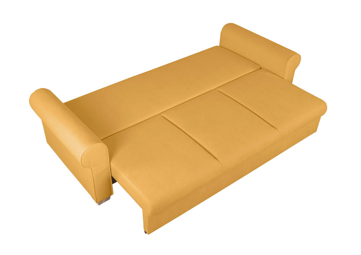 SCHLAFSOFA in Chenille Gelb  - Gelb/Buchefarben, Design, Holz/Textil (240/94/98cm) - MID.YOU
