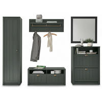 GARDEROBE 5-teilig  in 273/198/43 cm  - Grün, Design, Holzwerkstoff (273/198/43cm) - Modante