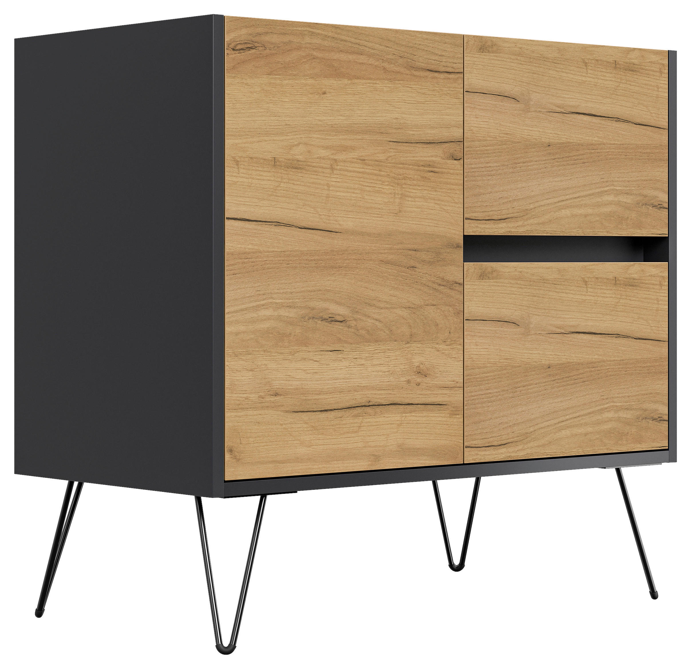 Mid.you Sideboard Posseik Industrial Graphit, Eiche 79x75.8x42 cm