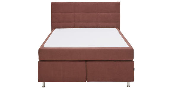 BOXSPRINGBETT 140/200 cm  in Rotbraun  - Rotbraun/Alufarben, KONVENTIONELL, Textil/Metall (140/200cm) - Dieter Knoll