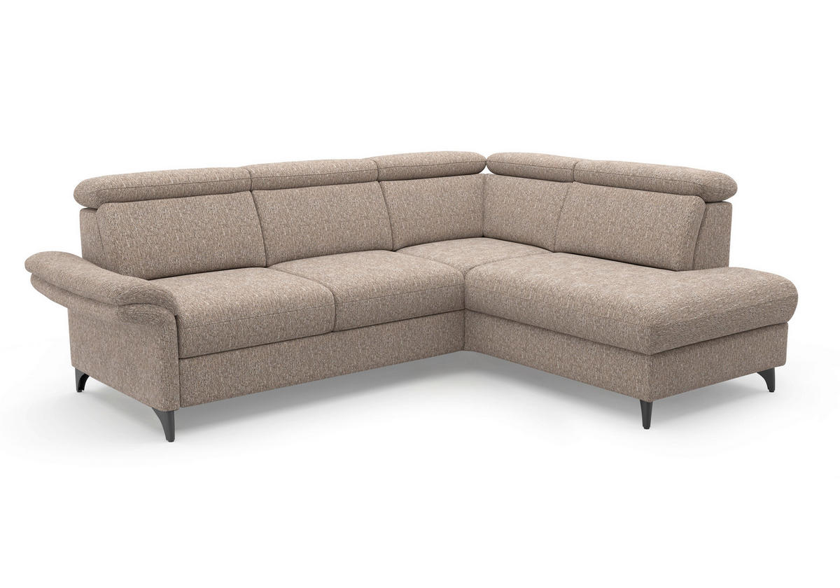 ECKSOFA GLENDALE E Cappuccino Chenille  - Schwarz/Cappuccino, KONVENTIONELL, Textil/Metall (247/193cm) - Sit & More