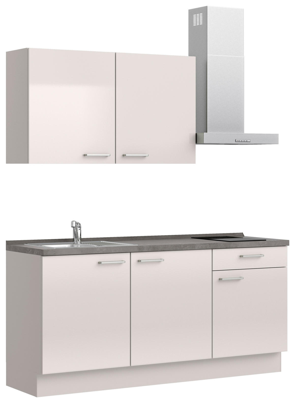 KÜCHENLEERBLOCK Flash 180 cm  in Schieferfarben  - Schieferfarben/Edelstahlfarben, MODERN, Holzwerkstoff/Metall (180cm) - Nobilia