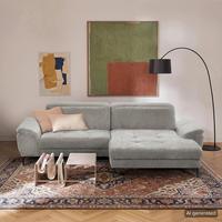 ECKSOFA PRADO Greige Webstoff Bettkasten, Kopfteilverstellung, Sitztiefenverstellung  - Greige/Schwarz, Design, Textil/Metall (268/195cm) - Livetastic