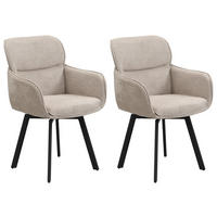 STUHL-SET 2 Stück  in Stahl Webstoff Metall, Textil  - Taupe/Schwarz, MODERN, Textil/Metall (61/90/63cm) - MID.YOU