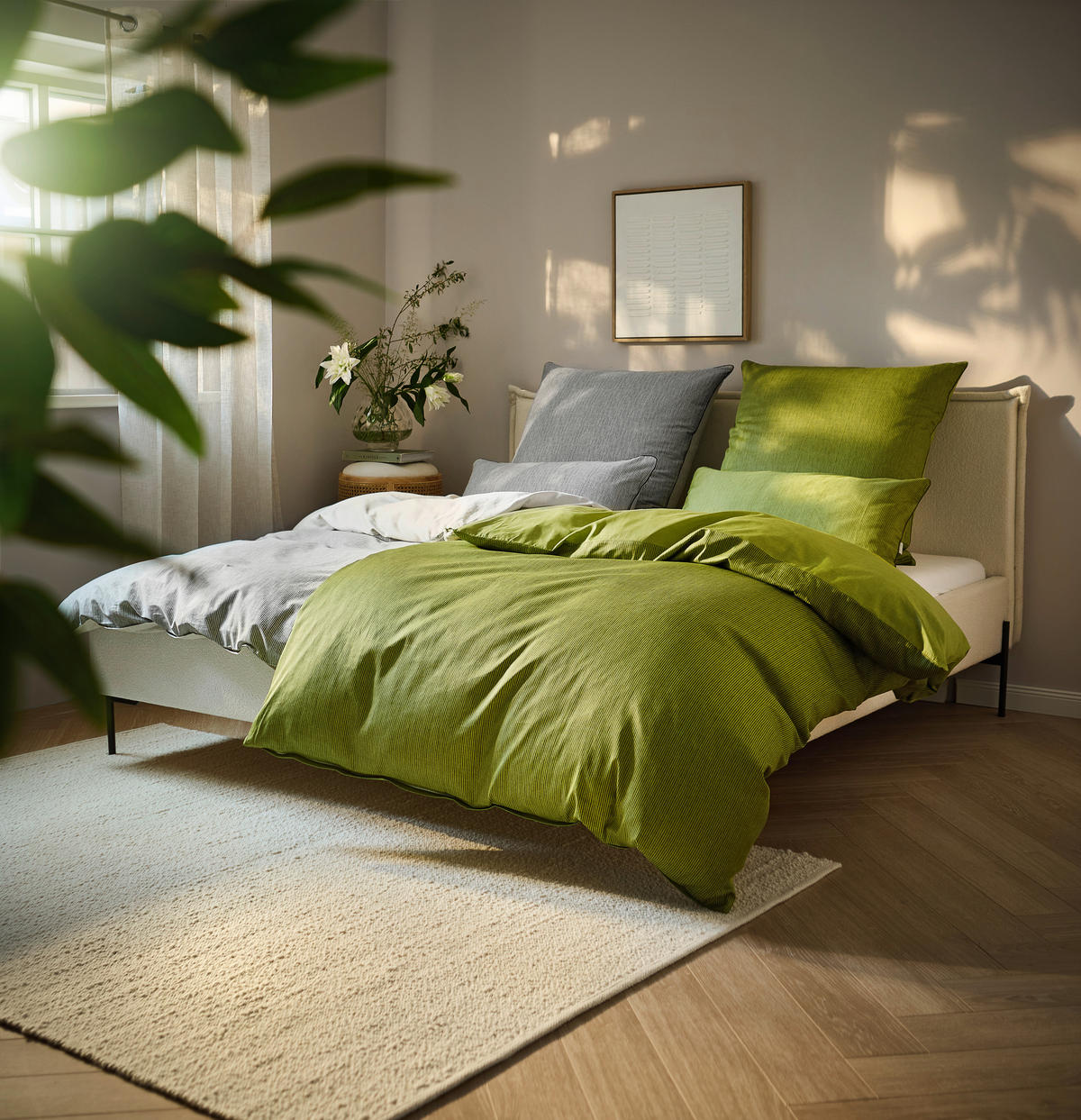 WENDEBETTWÄSCHE 2-teilig Satin 135/200 cm  - Dunkelgrün, Textil (135/200cm) - Bio:Vio
