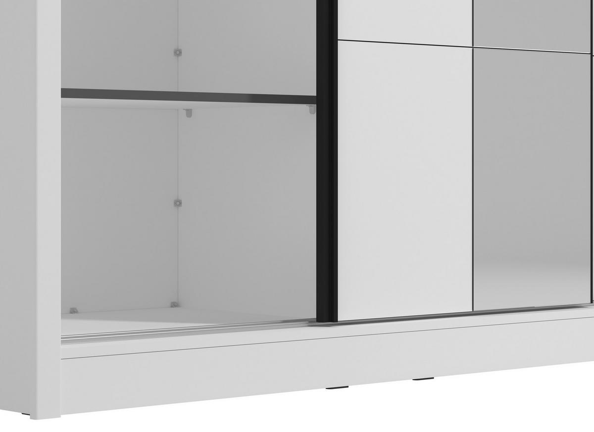 SCHIEBETÜRENSCHRANK 155/215,5/60 cm 2-türig Weiß  - Schwarz/Weiß, MODERN, Holzwerkstoff/Metall (155/215,5/60cm) - MID.YOU