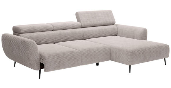 ECKSOFA  in Cord Naturfarben  277/174 cm  - Schwarz/Naturfarben, KONVENTIONELL, Textil/Metall (277/174cm) - Carryhome