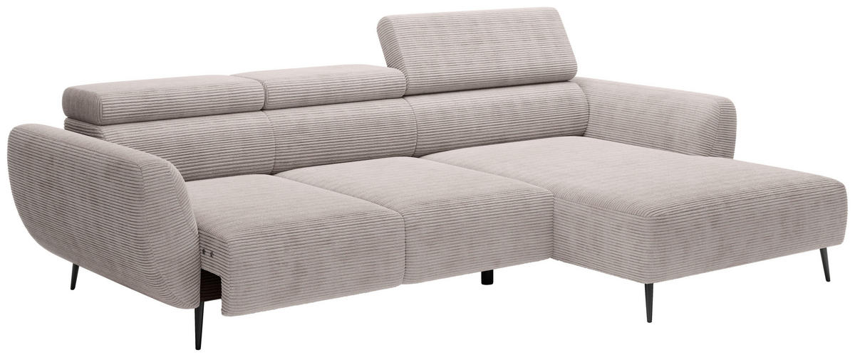 ECKSOFA in Cord Naturfarben  - Schwarz/Naturfarben, Konventionell, Textil/Metall (277/174cm) - Carryhome