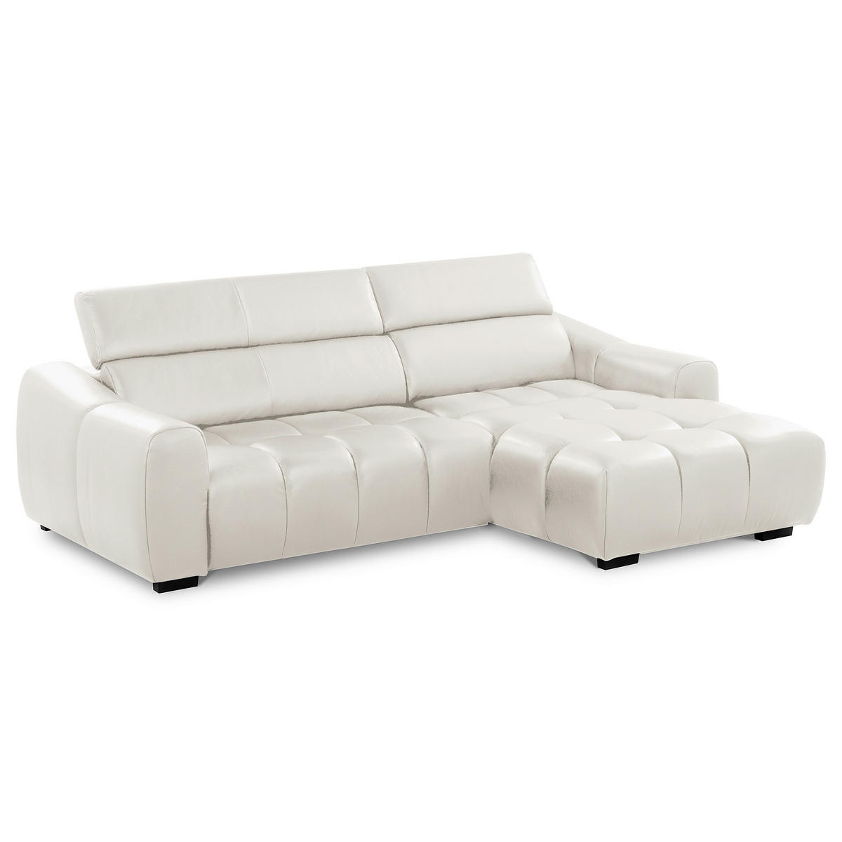 ECKSOFA  Echtleder Weiss  - Weiss/Schwarz, Design, Leder/Kunststoff (274/177cm) - Livetastic
