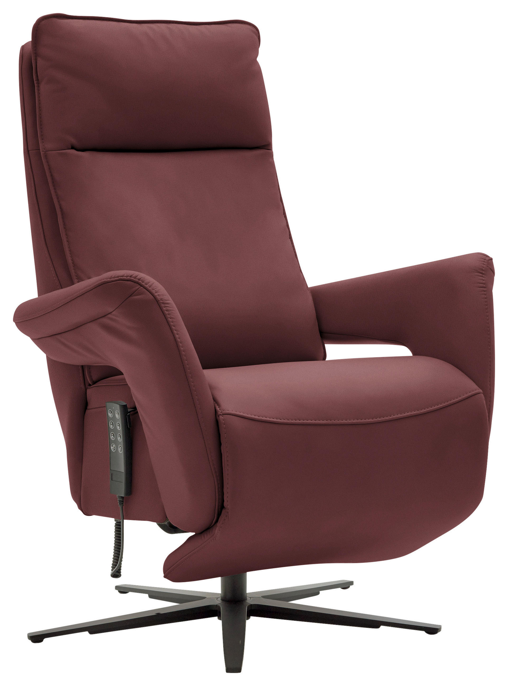 RELAXSESSEL in Leder Beere  - Beere/Schwarz, Design, Leder/Metall (83/116/87cm) - Valdera