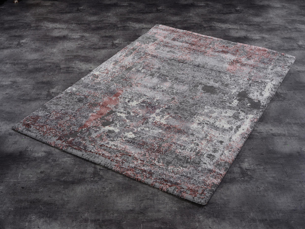 VINTAGE-TEPPICH 140/200 cm Timeline Quantum Grau, Hellrot  - Hellrot/Grau, Design, Textil (140/200cm) - Novel