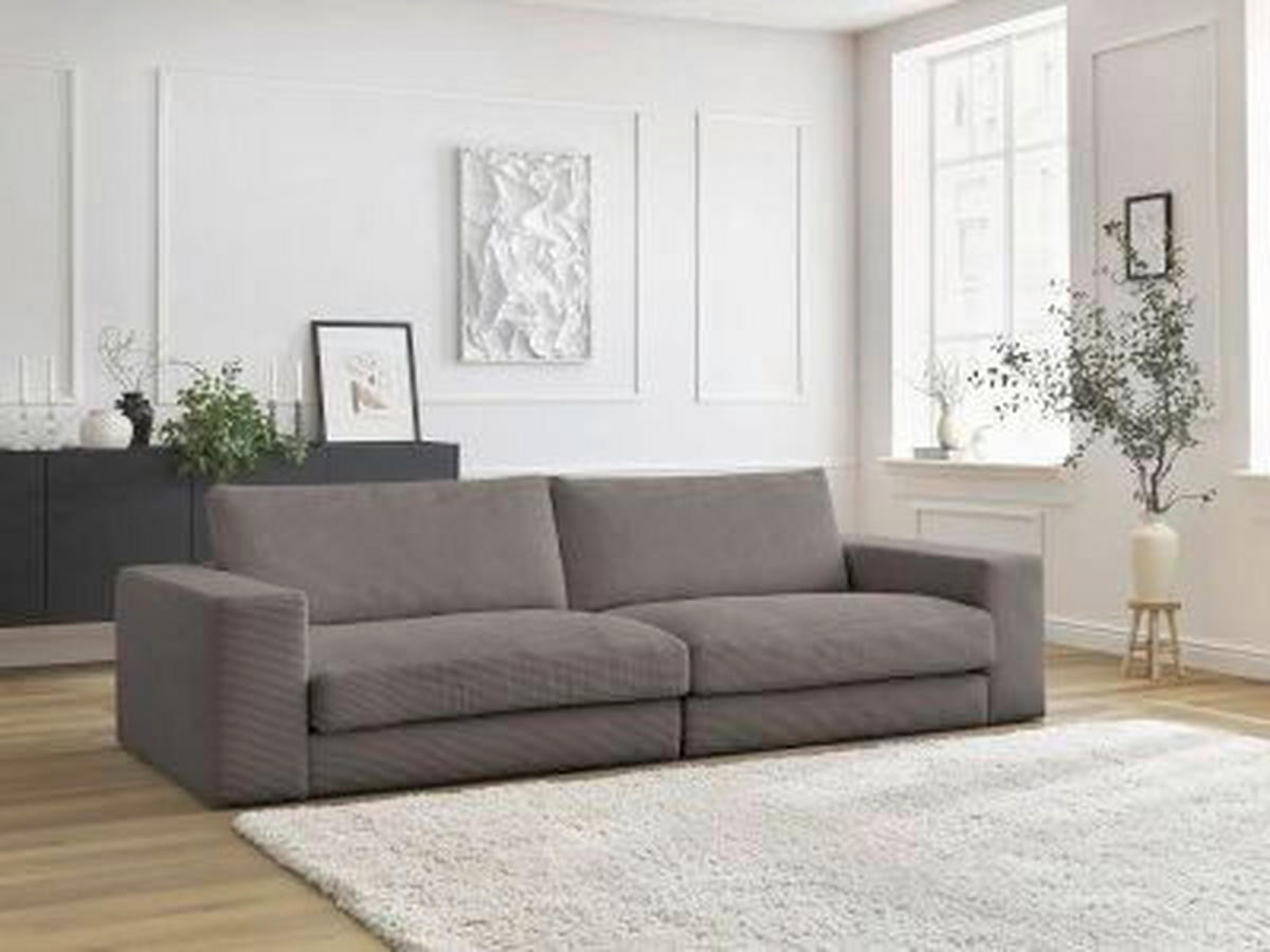 3-SITZER-SOFA LEONARD Cord Taupe  - Taupe/Schwarz, MODERN, Kunststoff/Textil (274/77/109cm)