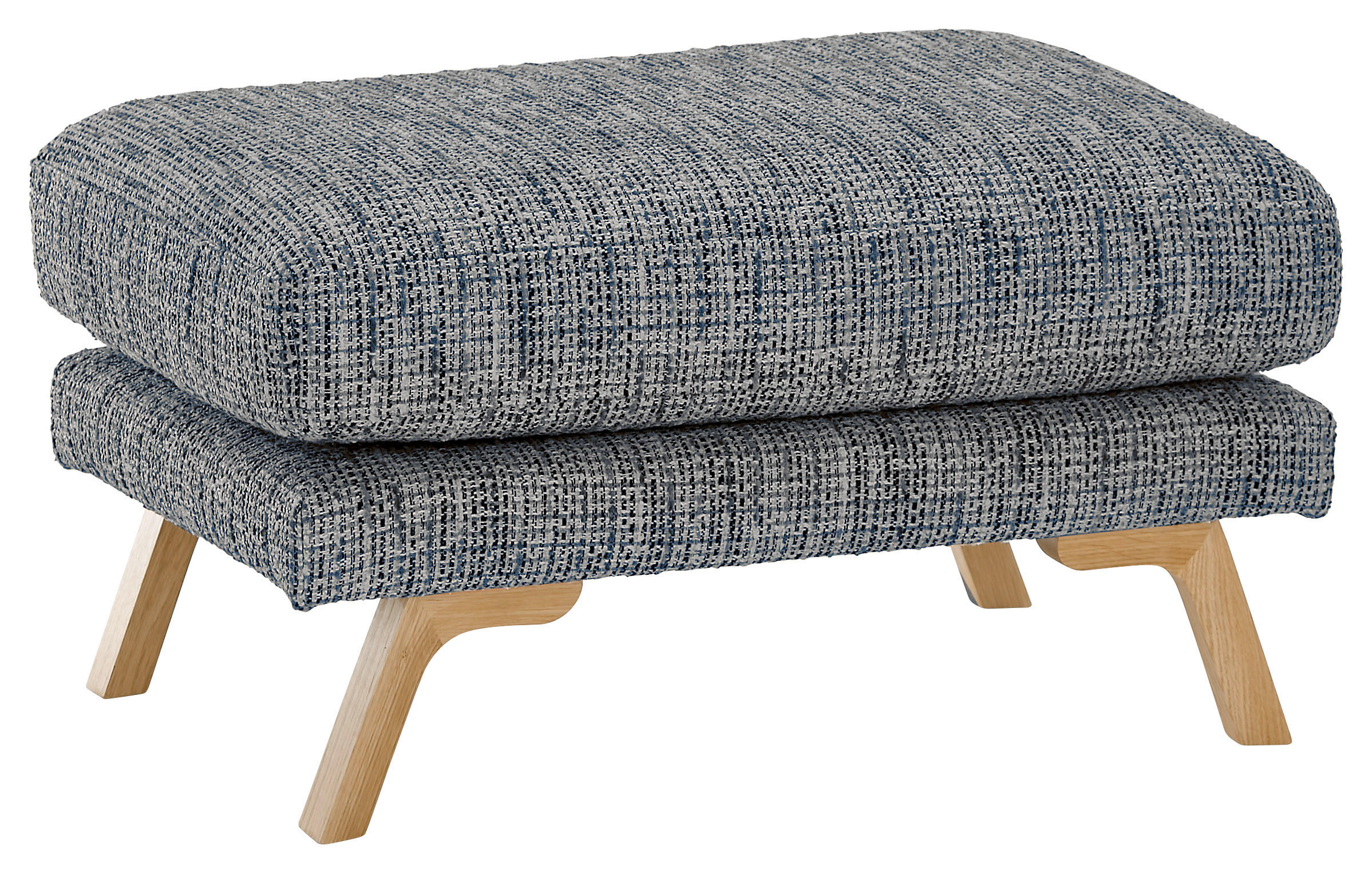 HOCKER Webstoff Blaugrau  - Eichefarben/Blaugrau, KONVENTIONELL, Holz/Textil (80/49/75cm) - SetOne by Musterring