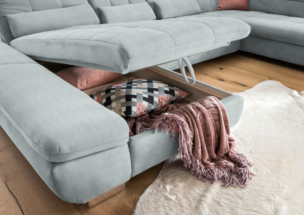 WOHNLANDSCHAFT in Mikrofaser Platinfarben  - Platinfarben/Chromfarben, Design, Kunststoff/Textil (204/350/211cm) - Xora