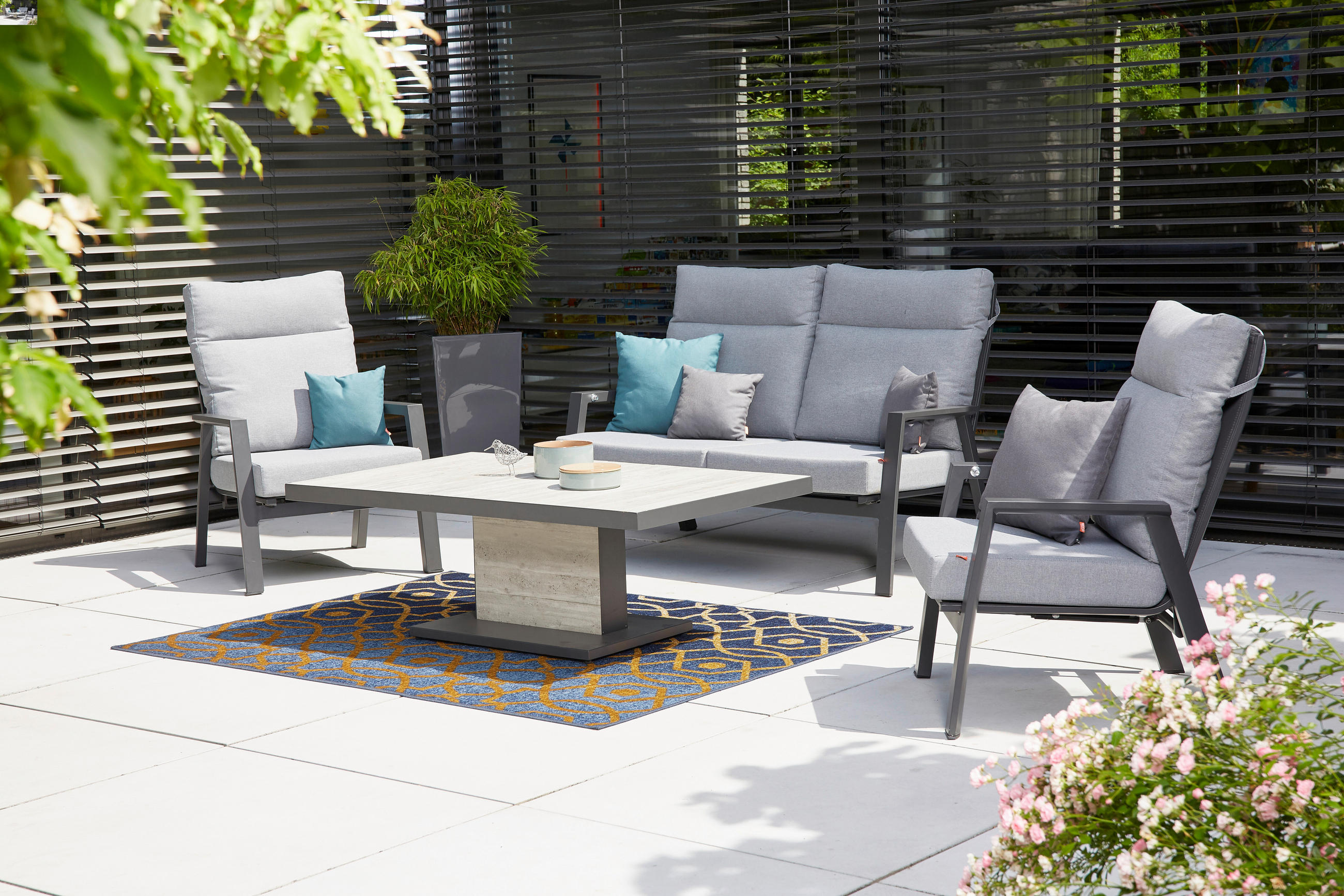 LOUNGESOFA 152,5/99/82,5 cm Aluminium  - Dunkelgrau/Anthrazit, Basics, Kunststoff/Textil (152,5/99/82,5cm) - Siena Garden