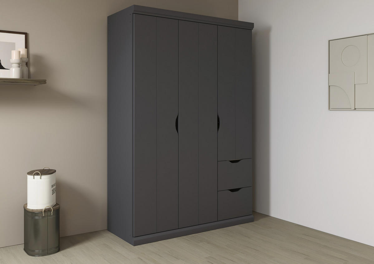 KLEIDERSCHRANK in Dunkelgrau  - Dunkelgrau, Basics, Holzwerkstoff (136/203/56cm) - Boxxx
