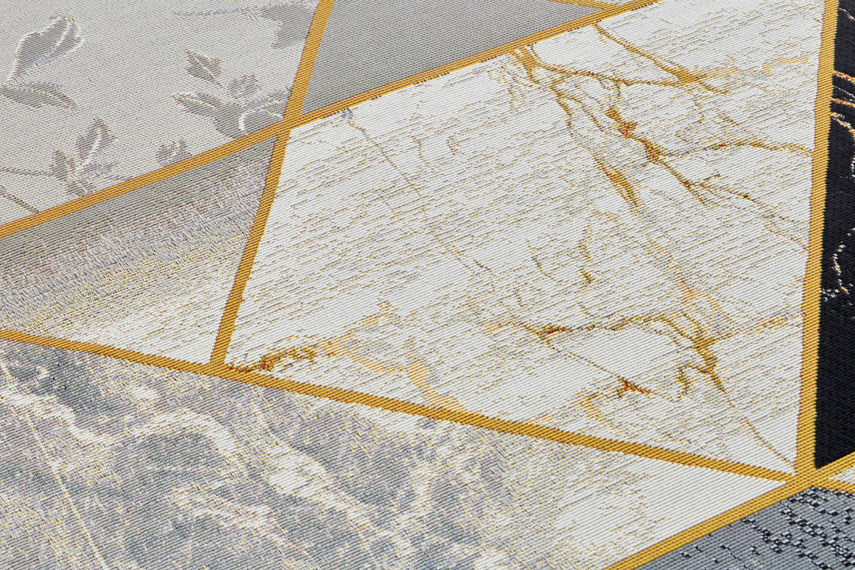 OUTDOORTEPPICH 200/285 cm Flair Goldfarben, Schwarz, Grau  - Goldfarben/Schwarz, Design, Kunststoff (200/285cm) - Hanse Home