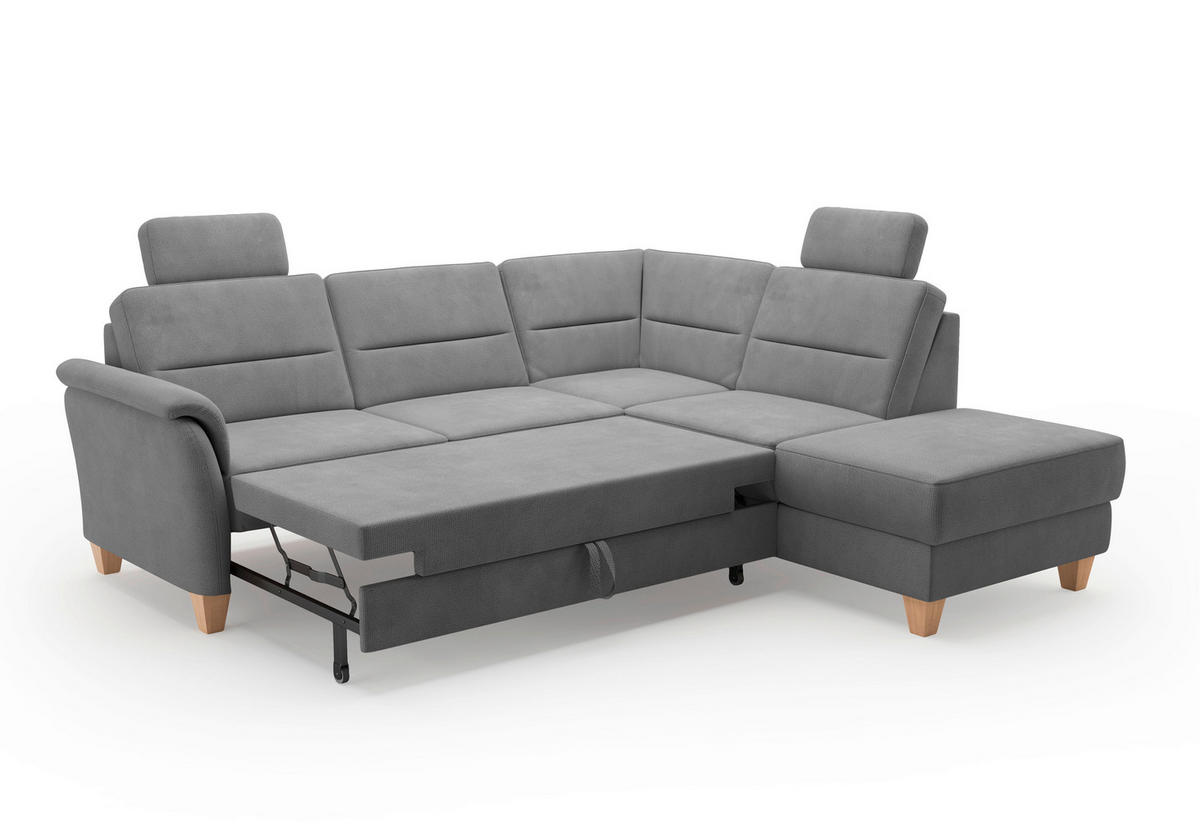 ECKSOFA in Flachgewebe Grau  236/212 cm  - Eichefarben/Grau, KONVENTIONELL, Holz/Textil (236/212cm) - Sit & More