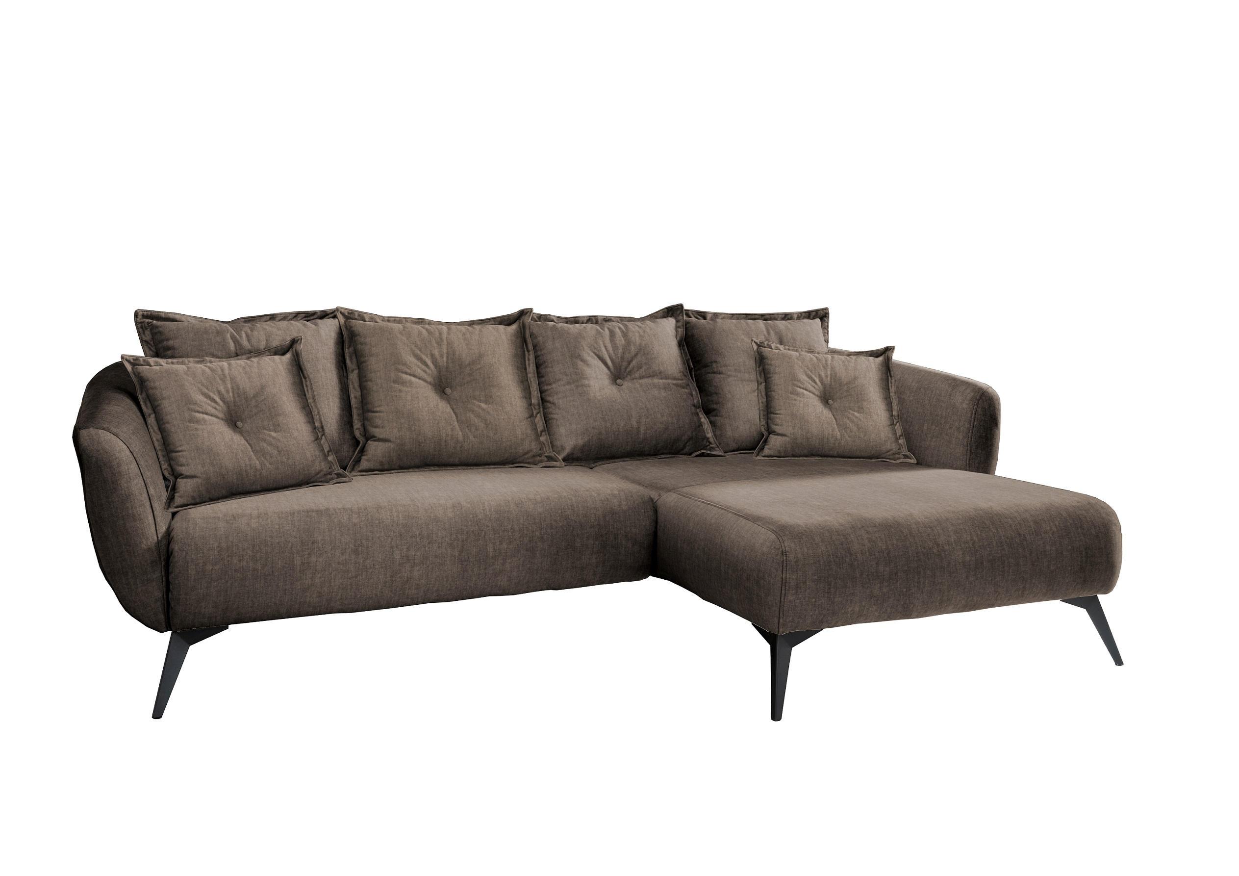 ECKSOFA in Velours Braun  - Schwarz/Braun, Modern, Holz/Textil (277/94/162cm) - Livetastic