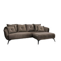 ECKSOFA in Velours Braun  - Schwarz/Braun, Modern, Holz/Textil (277/94/162cm) - Livetastic