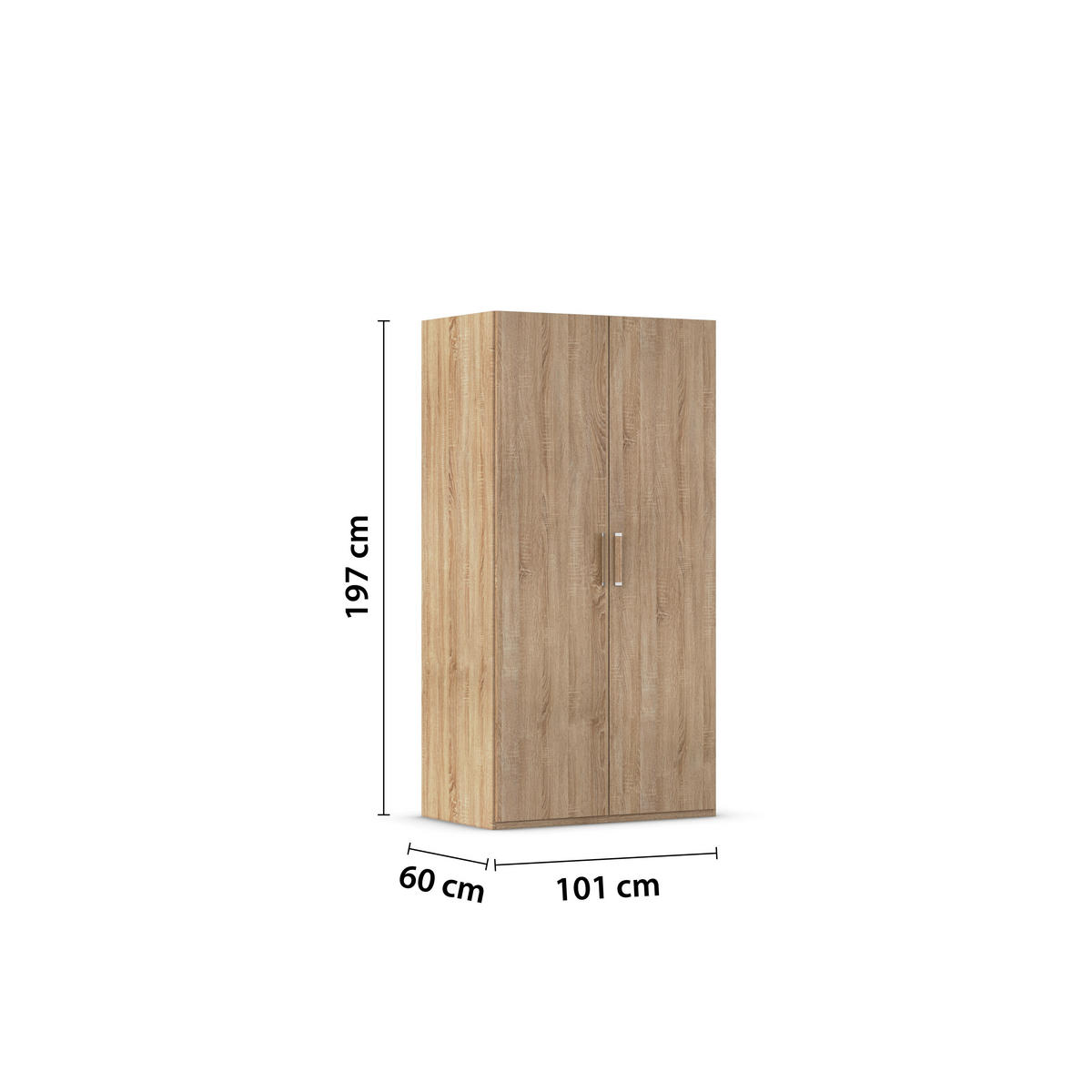DREHTÜRENSCHRANK  in Sonoma Eiche  - Silberfarben/Sonoma Eiche, Design, Holzwerkstoff/Kunststoff (101/197/60cm) - Novel
