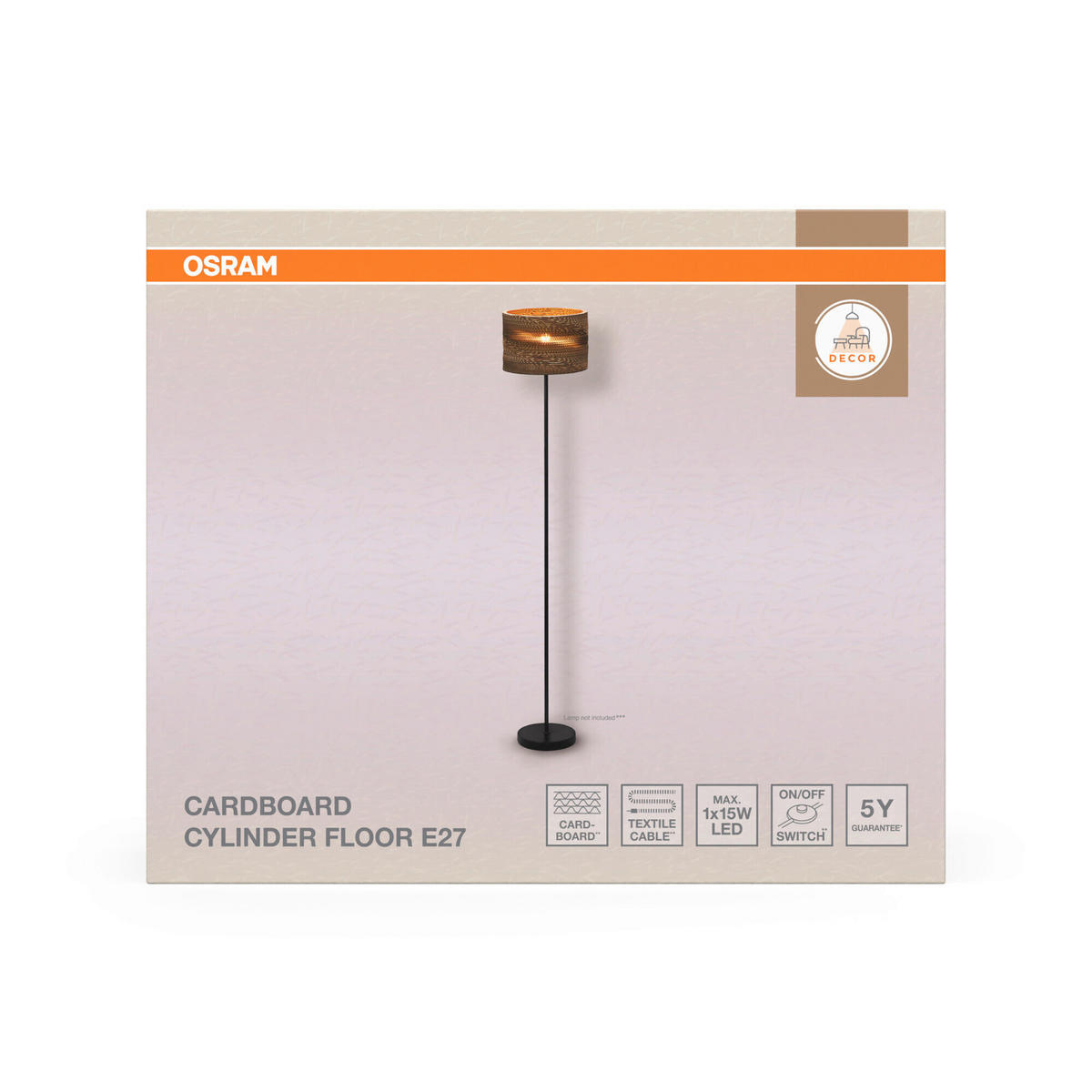 STEHLEUCHTE 30/160 cm    - Braun, Natur, Karton/Metall (30/160cm) - Osram