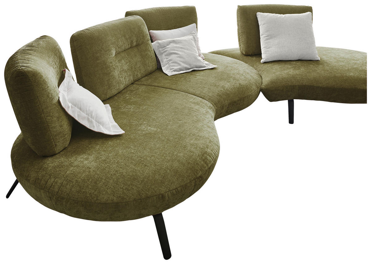 BIGSOFA Flachgewebe Olivgrün  - Schwarz/Olivgrün, Design, Textil/Metall (456/93/138cm) - Moderano