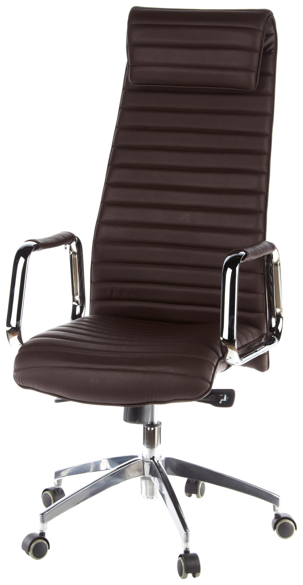 DREHSTUHL Lederlook Silberfarben, Dunkelbraun  - Dunkelbraun/Silberfarben, MODERN, Leder/Kunststoff (59/139/50cm) - MID.YOU