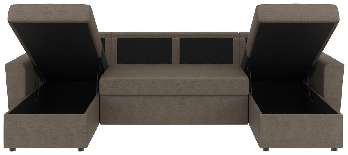 WOHNLANDSCHAFT TERMOLI Taupe Jacquard  - Taupe/Schwarz, Design, Kunststoff/Textil (155/296/155cm) - MID.YOU