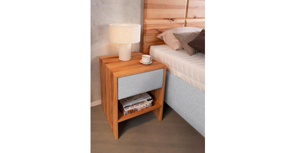 POLSTERBETT Matratze, Lattenrost, Bettkasten Buchefarben, Greige 180/200 cm - Greige/Buchefarben, Design, Holz/Textil (180/200cm) - Valnatura