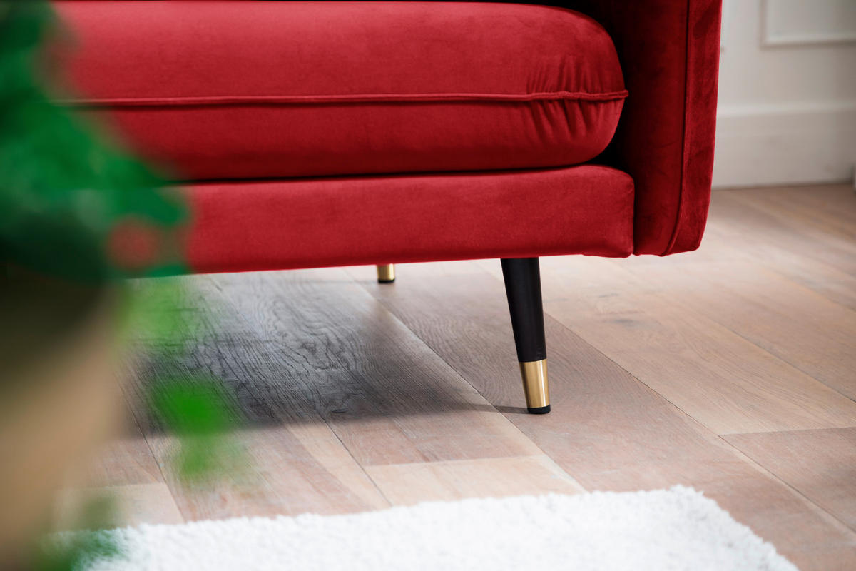 3-SITZER-SOFA ROSSANA-3S Sofa Samt Dunkelrot  - Dunkelrot, MODERN, Textil (215/88/94cm) - MID.YOU