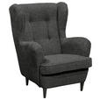 OHRENSESSEL Mikrovelours Anthrazit  - Anthrazit/Schwarz, Basics, Holz/Textil (78/102/98cm) - Carryhome