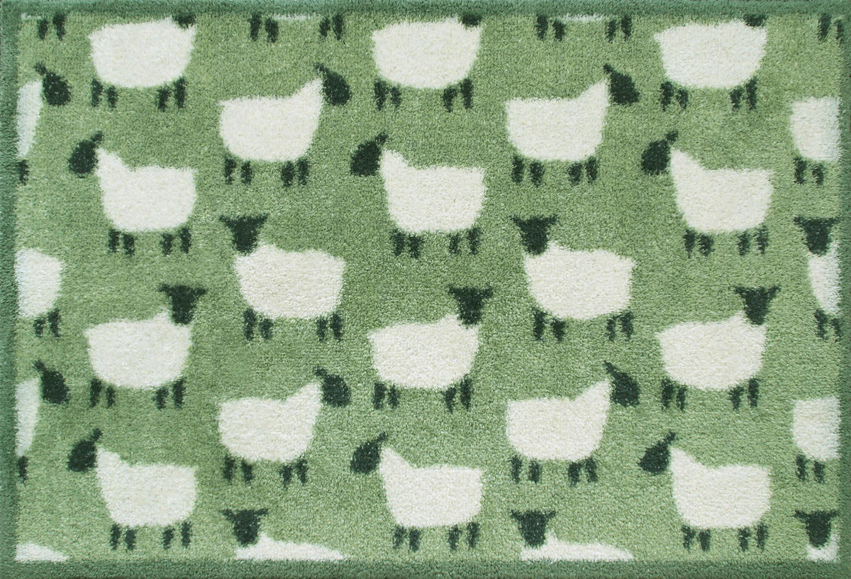 FUßMATTE 60/85 cm Flock green  - Grün, ROMANTIK / LANDHAUS, Kunststoff/Textil (60/85cm) - wash+dry