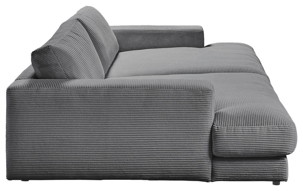 MEGASOFA Cord Dunkelgrau  - Dunkelgrau/Schwarz, Design, Kunststoff/Textil (290/86/170cm) - Pure Home Lifestyle